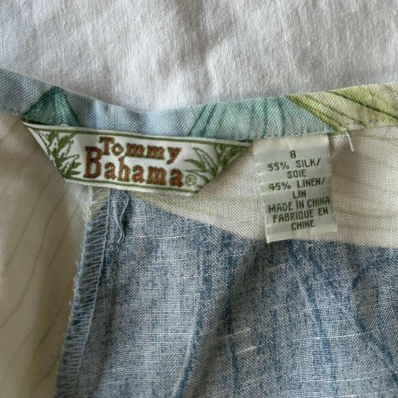 Tommy Bahama Blue-Green Lotus Silk-Linen Straight-Leg Resort Pants – US 8 - Picture 7 of 7